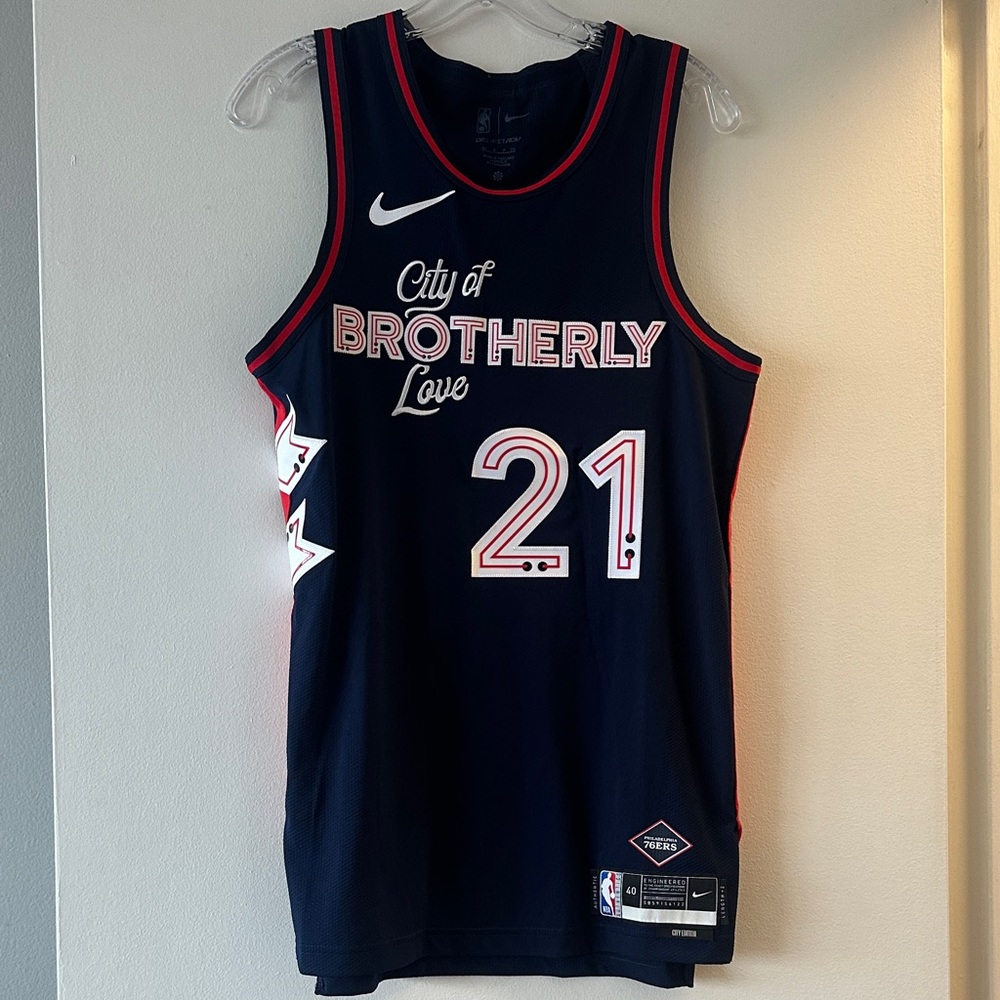 Joel Embiid Philadelphia 76ers Nike Authentic City Edition Jersey Navy Size 40 S